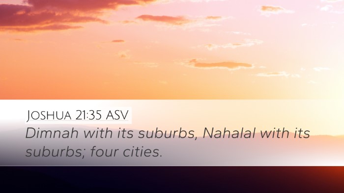Joshua 21:35 ASV Desktop Wallpaper - Dimnah with its suburbs, Nahalal with its - Desktop Bible Verse Wallpaper