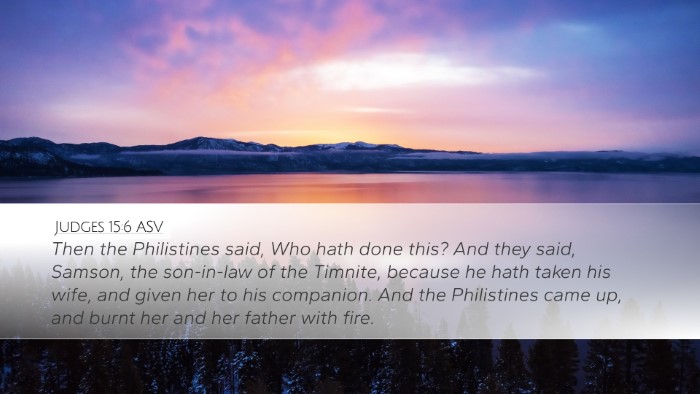 Judges 15:6 ASV Bible Verse Image