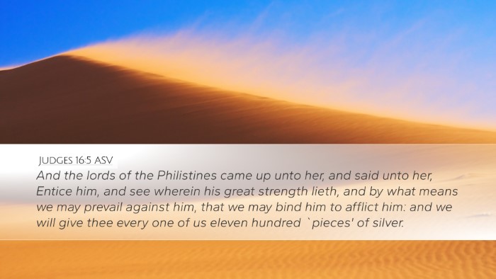 Judges 16:5 ASV Desktop Wallpaper - And the lords of the Philistines came up unto - Desktop Bible Verse Wallpaper