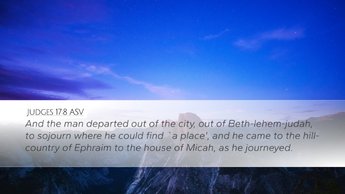 Judges 17:8 ASV Bible Verse Image