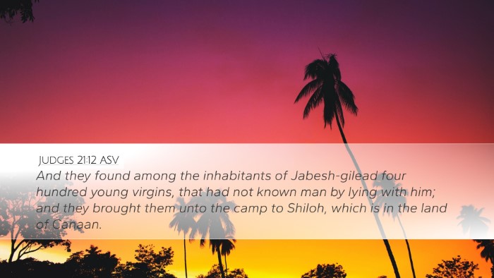 Judges 21:12 ASV Bible Verse Image