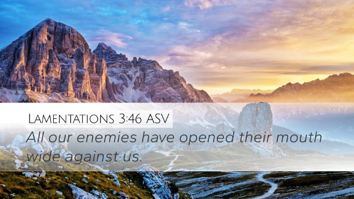 Lamentations 3:46 ASV Desktop Wallpaper - All our enemies have opened their mouth wide - Desktop Bible Verse Wallpaper