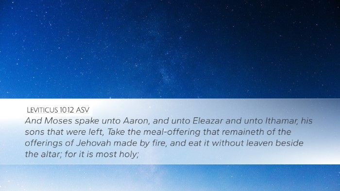 Leviticus 10:12 ASV Bible Verse Image