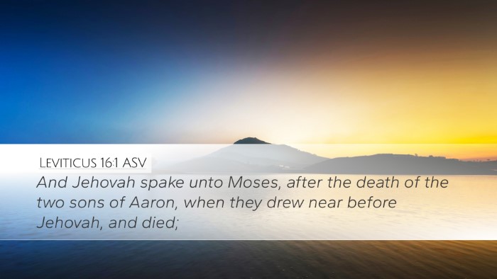 Leviticus 16:1 ASV Bible Verse Image