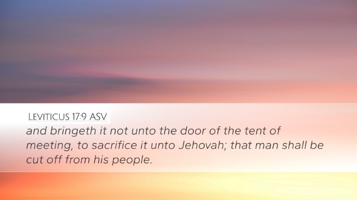 Leviticus 17:9 ASV Desktop Wallpaper - and bringeth it not unto the door of the tent of - Desktop Bible Verse Wallpaper