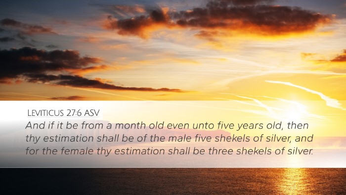 Leviticus 27:6 ASV Desktop Wallpaper - And if it be from a month old even unto five - Desktop Bible Verse Wallpaper