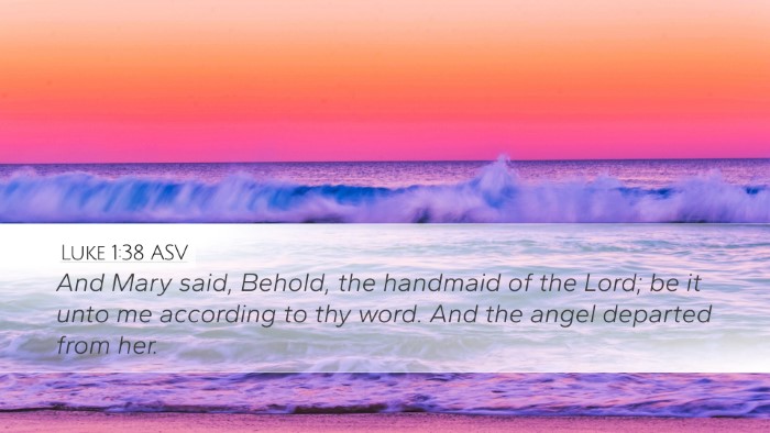 Luke 1:38 ASV Desktop Wallpaper - And Mary said, Behold, the handmaid of the Lord; - Desktop Bible Verse Wallpaper