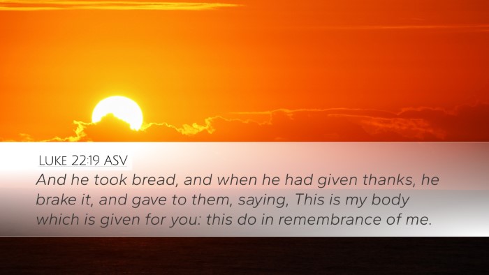 Luke 22:19 ASV Bible Verse Image