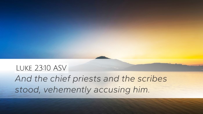 Luke 23:10 ASV Desktop Wallpaper - And the chief priests and the scribes stood, - Desktop Bible Verse Wallpaper