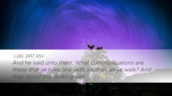 Luke 24:17 ASV Desktop Wallpaper - And he said unto them, What communications are - Desktop Bible Verse Wallpaper