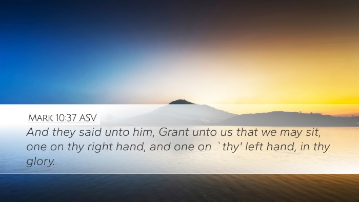 Mark 10:37 ASV Bible Verse Image