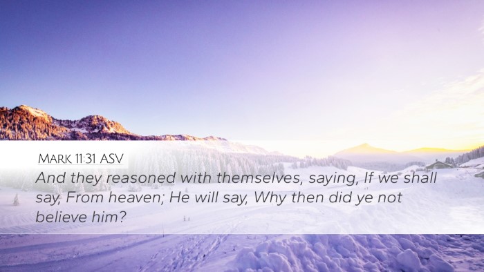 Mark 11:31 ASV Desktop Wallpaper - And they reasoned with themselves, saying, If we - Desktop Bible Verse Wallpaper