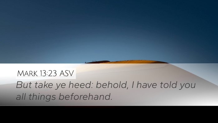 Mark 13:23 ASV Bible Verse Image
