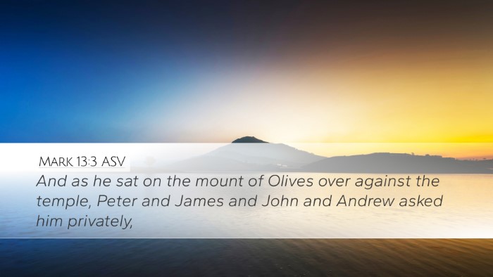 Mark 13:3 ASV Bible Verse Image