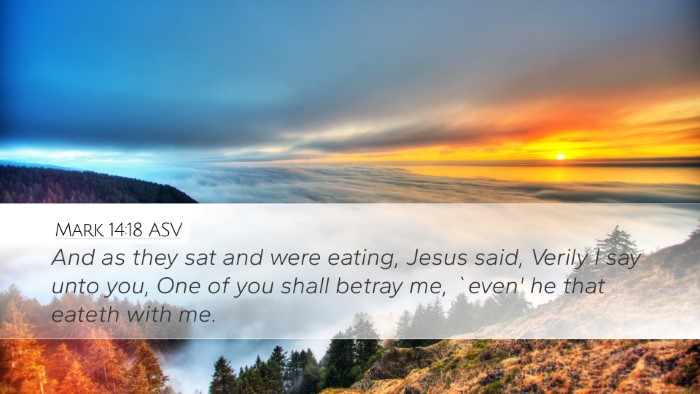Mark 14:18 ASV Desktop Wallpaper - And as they sat and were eating, Jesus said, - Desktop Bible Verse Wallpaper
