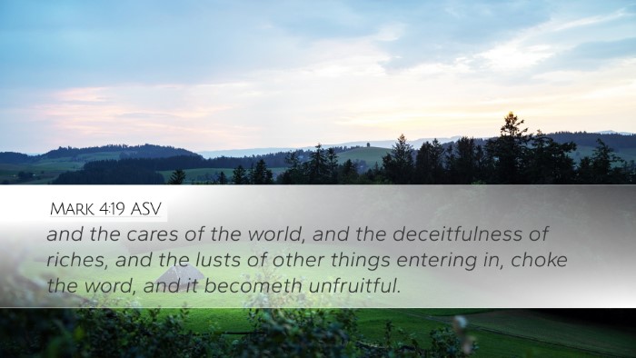 Mark 4:19 ASV Bible Verse Image