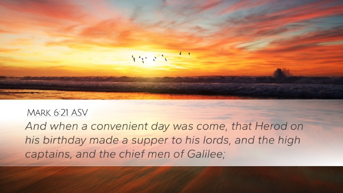 Mark 6:21 ASV Bible Verse Image