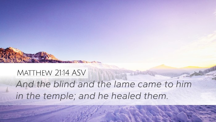 Matthew 21:14 ASV Bible Verse Image
