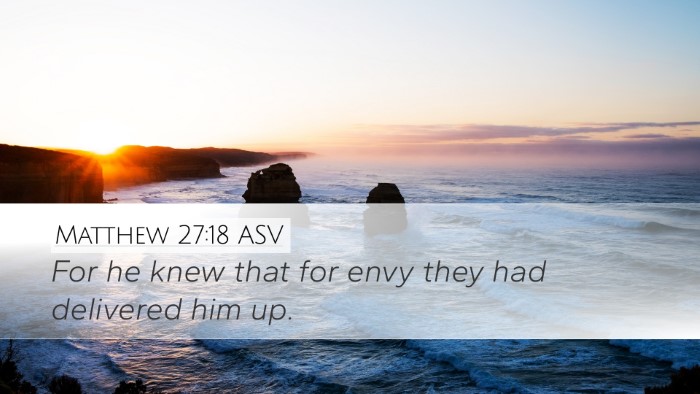 Matthew 27:18 ASV Bible Verse Image