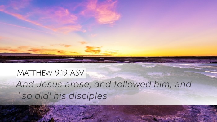 Matthew 9:19 ASV Desktop Wallpaper - And Jesus arose, and followed him, and `so did' - Desktop Bible Verse Wallpaper