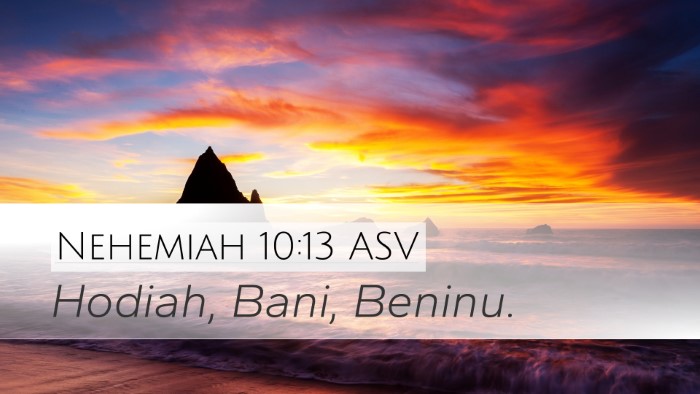 Nehemiah 10:13 ASV Bible Verse Image