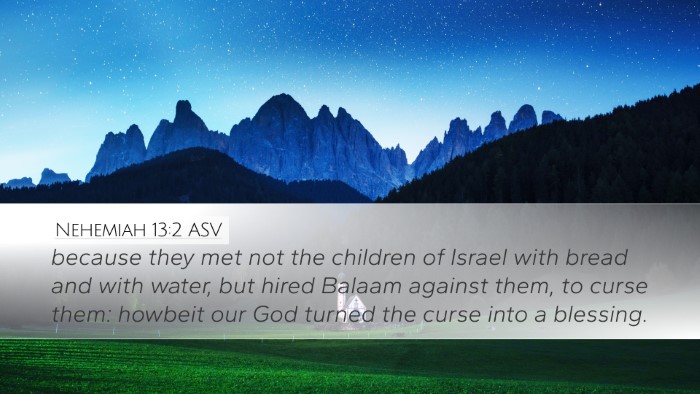 Nehemiah 13:2 ASV Bible Verse Image