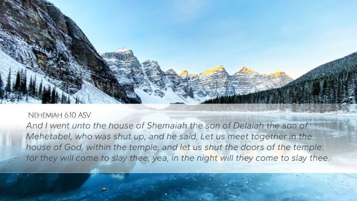 Nehemiah 6:10 ASV Desktop Wallpaper - And I went unto the house of Shemaiah the son of - Desktop Bible Verse Wallpaper