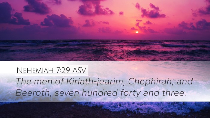 Nehemiah 7:29 ASV Desktop Wallpaper - The men of Kiriath-jearim, Chephirah, and - Desktop Bible Verse Wallpaper