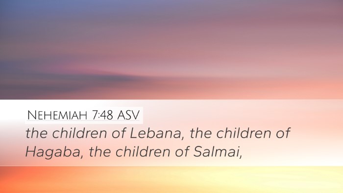 Nehemiah 7:48 ASV Desktop Wallpaper - the children of Lebana, the children of Hagaba, - Desktop Bible Verse Wallpaper
