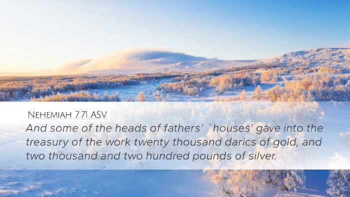Nehemiah 7:71 ASV Desktop Wallpaper - And some of the heads of fathers' `houses' gave - Desktop Bible Verse Wallpaper