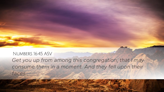 Numbers 16:45 ASV Bible Verse Image