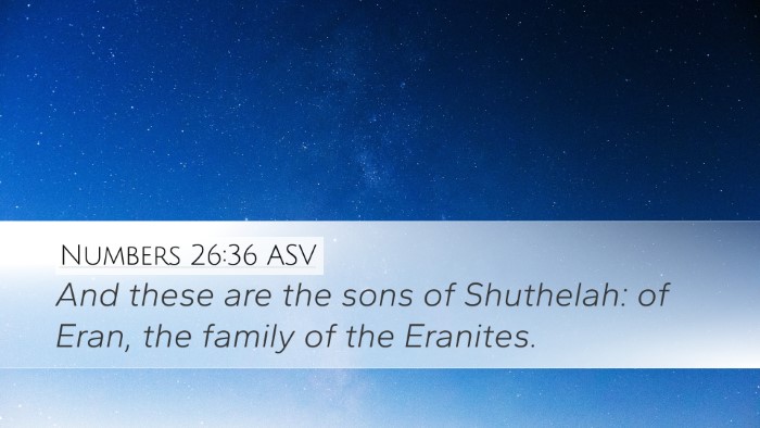 Numbers 26:36 ASV Desktop Wallpaper - And these are the sons of Shuthelah: of Eran, the - Desktop Bible Verse Wallpaper