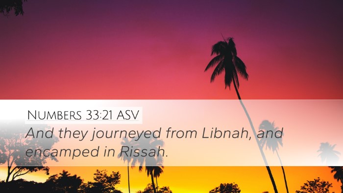 Numbers 33:21 ASV Desktop Wallpaper - And they journeyed from Libnah, and encamped in - Desktop Bible Verse Wallpaper
