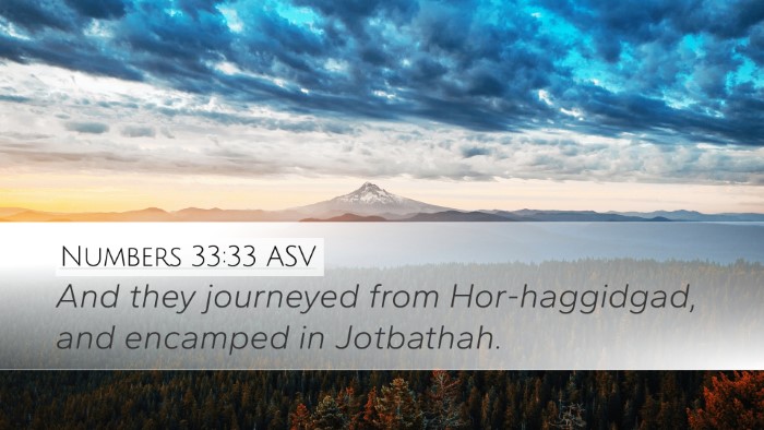 Numbers 33:33 ASV Desktop Wallpaper - And they journeyed from Hor-haggidgad, and - Desktop Bible Verse Wallpaper