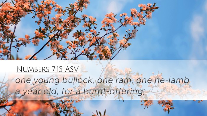 Numbers 7:15 ASV Desktop Wallpaper - one young bullock, one ram, one he-lamb a year - Desktop Bible Verse Wallpaper