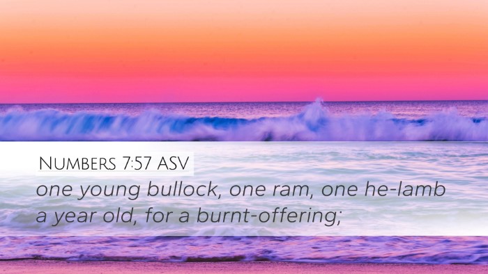 Numbers 7:57 ASV Desktop Wallpaper - one young bullock, one ram, one he-lamb a year - Desktop Bible Verse Wallpaper