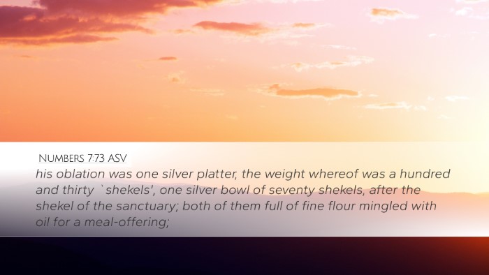 Numbers 7:73 ASV Desktop Wallpaper - his oblation was one silver platter, the weight - Desktop Bible Verse Wallpaper