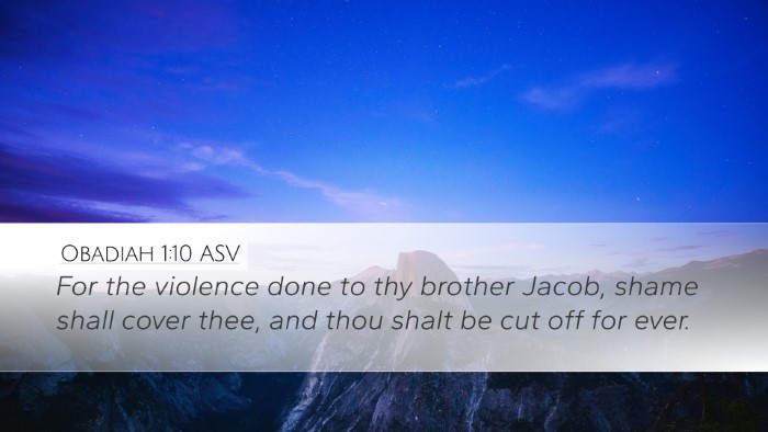 Obadiah 1:10 ASV Bible Verse Image