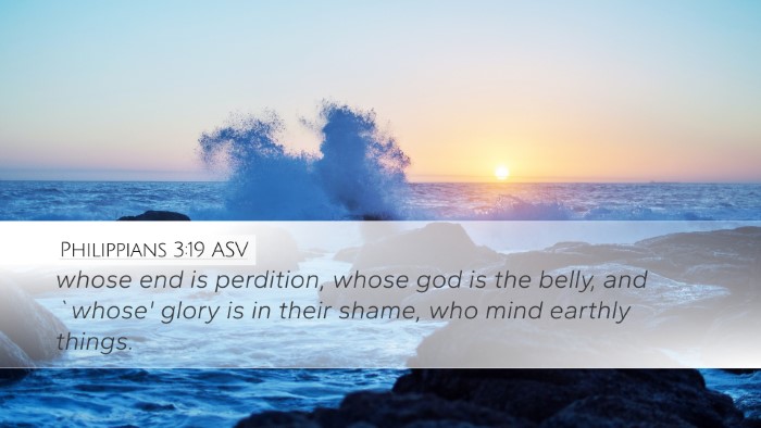Philippians 3:19 ASV Bible Verse Image
