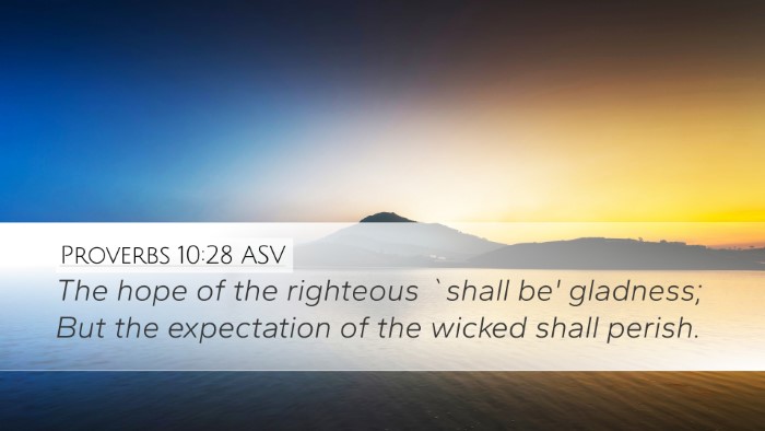 Proverbs 10:28 ASV Desktop Wallpaper - The hope of the righteous `shall be' gladness; - Desktop Bible Verse Wallpaper