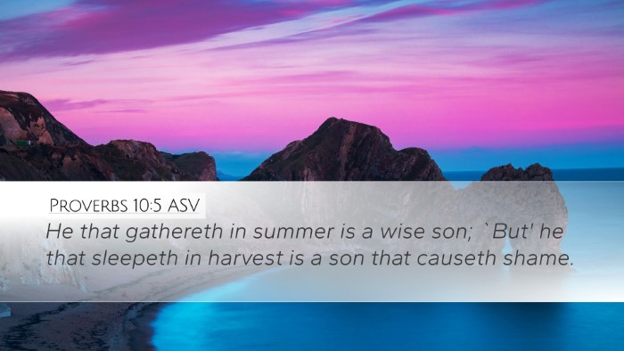 Proverbs 10:5 ASV Bible Verse Image
