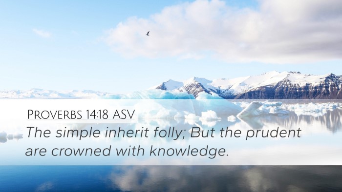 Proverbs 14:18 ASV Desktop Wallpaper - The simple inherit folly; But the prudent are - Desktop Bible Verse Wallpaper
