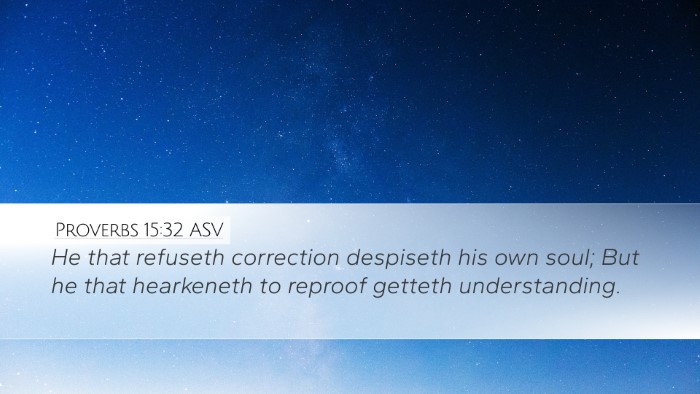 Proverbs 15:32 ASV Desktop Wallpaper - He that refuseth correction despiseth his own - Desktop Bible Verse Wallpaper