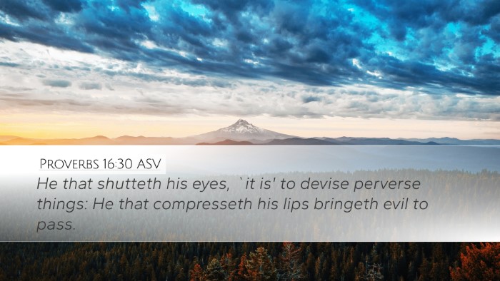 Proverbs 16:30 ASV Desktop Wallpaper - He that shutteth his eyes, `it is' to devise - Desktop Bible Verse Wallpaper