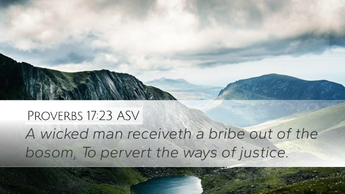 Proverbs 17:23 ASV Desktop Wallpaper - A wicked man receiveth a bribe out of the bosom, - Desktop Bible Verse Wallpaper