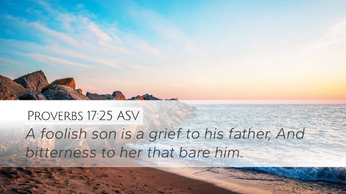 Proverbs 17:25 ASV Bible Verse Image