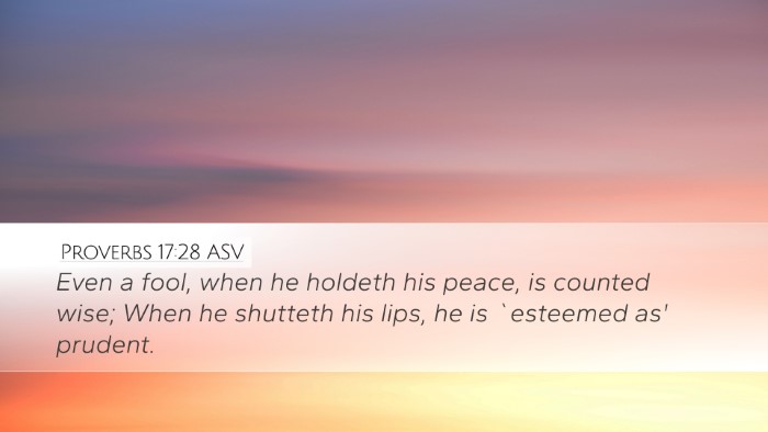 Proverbs 17:28 ASV Bible Verse Image