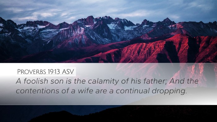 Proverbs 19:13 ASV Desktop Wallpaper - A foolish son is the calamity of his father; And - Desktop Bible Verse Wallpaper
