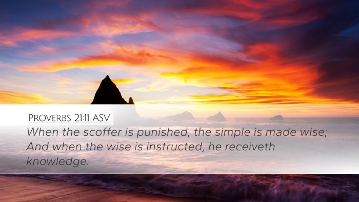 Proverbs 21:11 ASV Desktop Wallpaper - When the scoffer is punished, the simple is made - Desktop Bible Verse Wallpaper