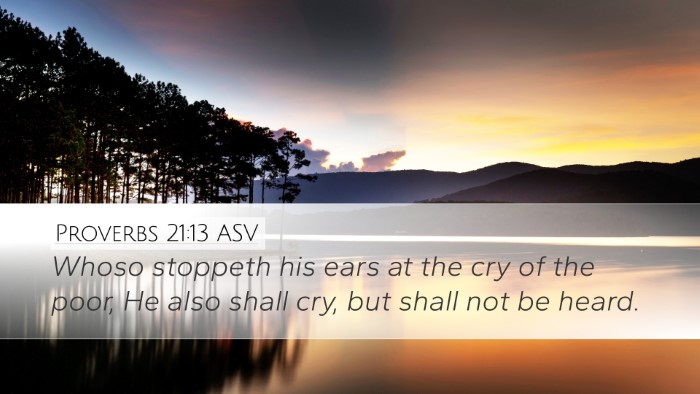Proverbs 21:13 ASV Bible Verse Image